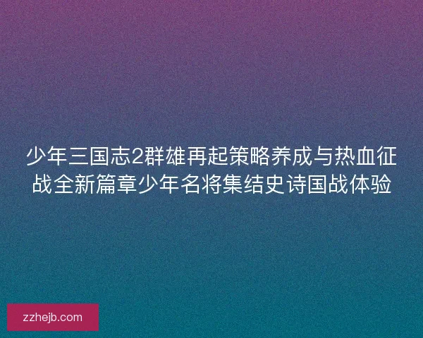 少年三国志2群雄再起策略养成与热血征战全新篇章少年名将集结史诗国战体验